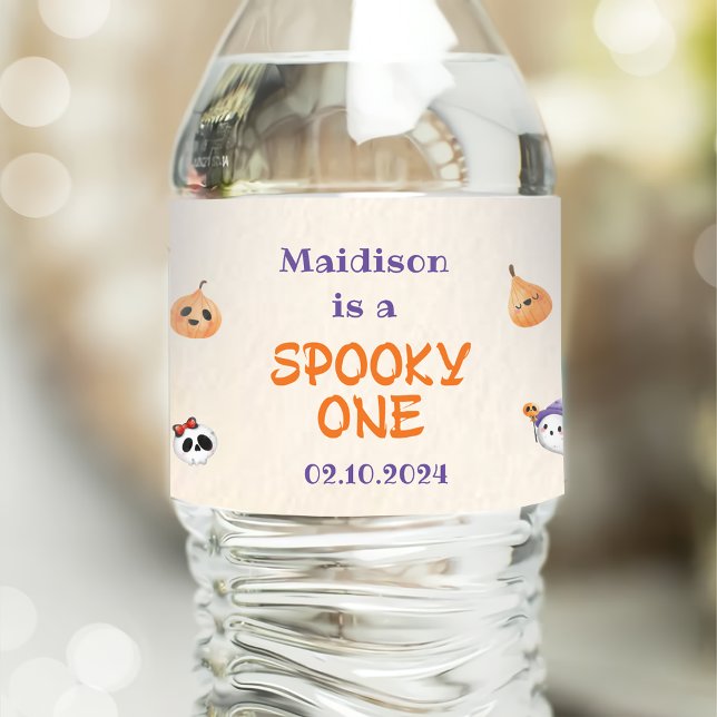 Spooky Halloween Cute Ghost  Water Bottle Label (Creator Uploaded)