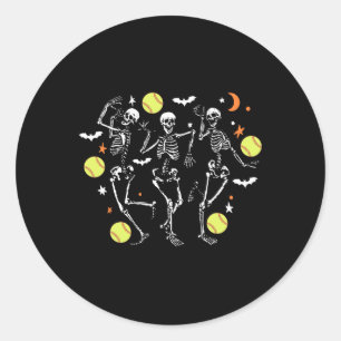 Spooky Halloween Dancing Skeletons Softll Mom Game Classic Round Sticker