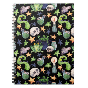 Spooky Halloween: Dark Hand-Drawn Pattern. Notebook