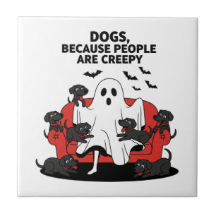 Spooky Halloween Dog Spooky Ghost 23 Ceramic Tile