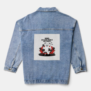 Spooky Halloween Dog Spooky Ghost 23 Denim Jacket