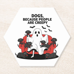 Spooky Halloween Dog Spooky Ghost 23 Paper Coaster