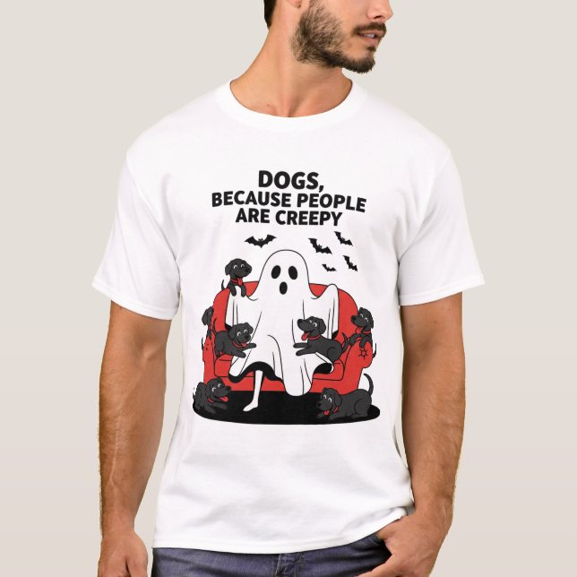 Spooky Halloween Dog Spooky Ghost 23 T-Shirt (Front)