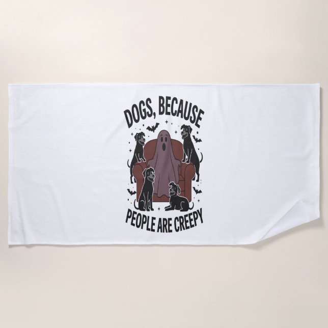 Spooky Halloween Dog Spooky Ghost 2 Beach Towel (Front)