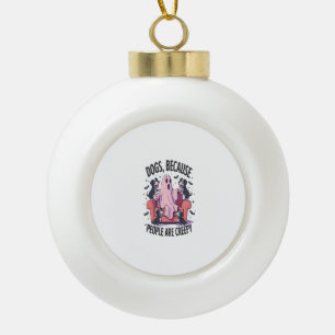 Spooky Halloween Dog Spooky Ghost (2) Ceramic Ball Christmas Ornament
