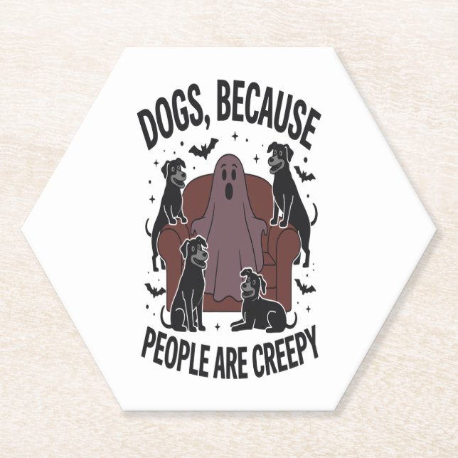 Spooky Halloween Dog Spooky Ghost 2 Paper Coaster (Front)