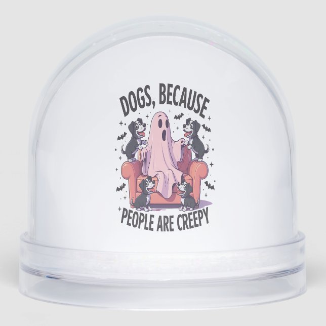 Spooky Halloween Dog Spooky Ghost (2) Snowglobe (Front)