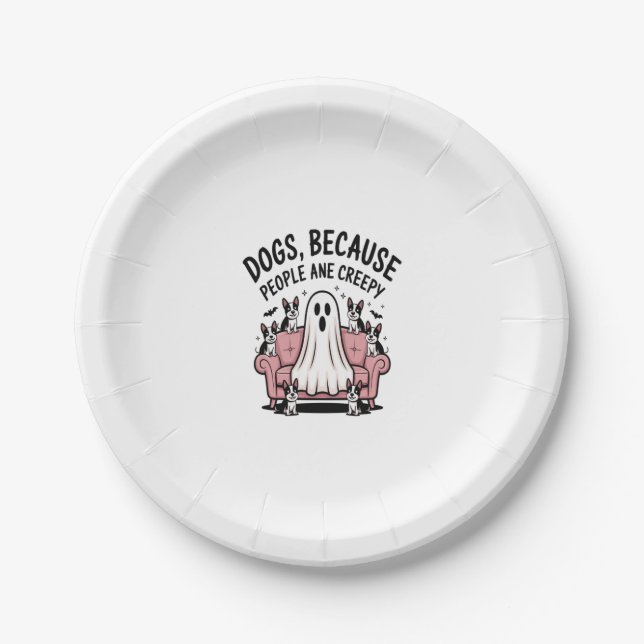 Spooky Halloween Dog Spooky Ghost Paper Plate (Front)