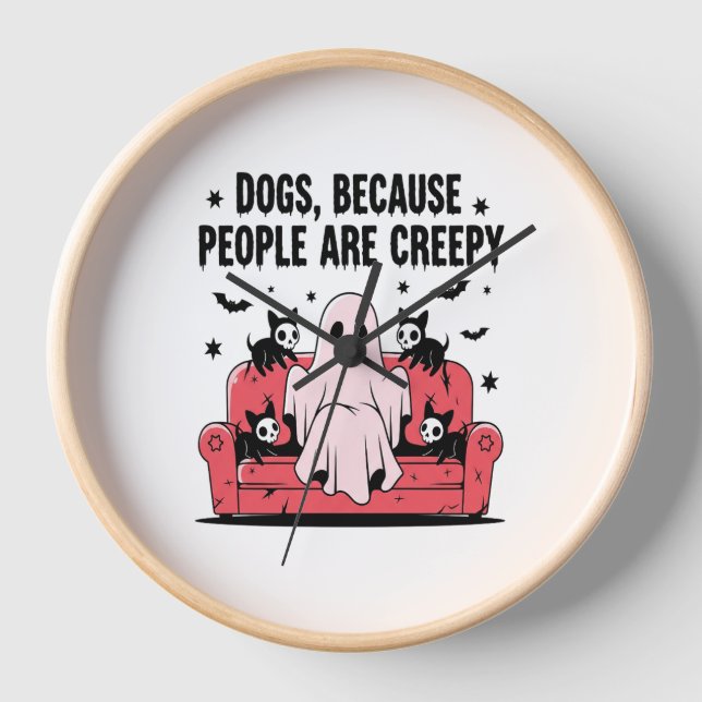 Spooky Halloween Dog Spooky Ghost Png 2 Clock (Front)