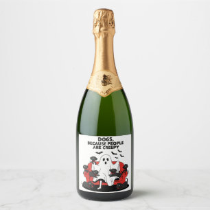 Spooky Halloween Dog Spooky Ghost Sparkling Wine Label