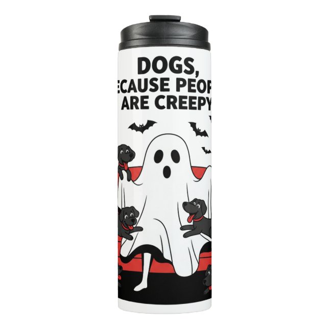 Spooky Halloween Dog Spooky Ghost Thermal Tumbler (Front)