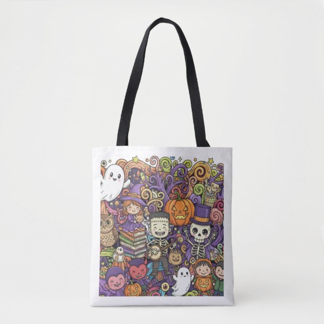 Spooky Halloween Doodle Tote Bag  (Front)