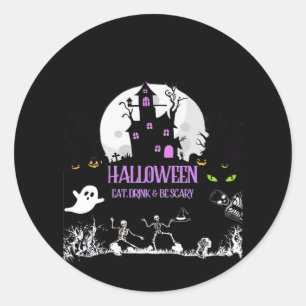 Spooky Halloween Eat Drink And Be Scary Classic Classic Round Sticker