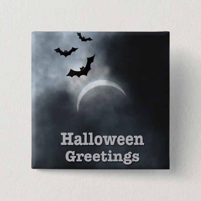 Spooky Halloween Eclipse Greetings 15 Cm Square Badge (Front)