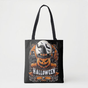 Spooky Halloween Express & Jack-O'-Lantern Witch Tote Bag