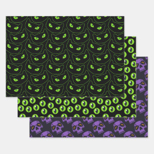 Spooky Halloween Eyes Assortment Wrapping Paper Sheet