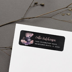 Spooky Halloween Floral Cauldron Return Address Label