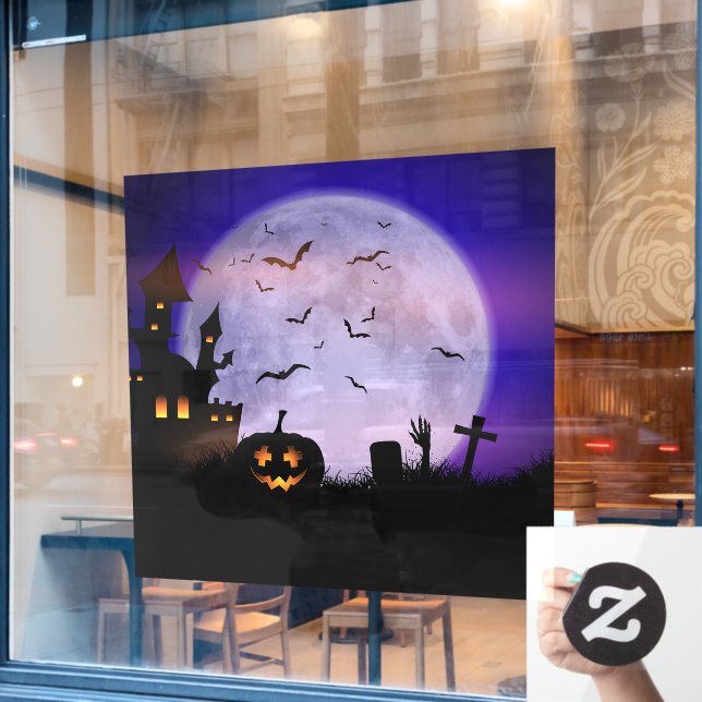 Spooky Halloween Full Moon Haunted Mansion (Cafe Window)