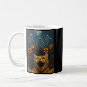 Spooky Halloween Funny Cat Selfie With Ghost Boo Coffee Mug