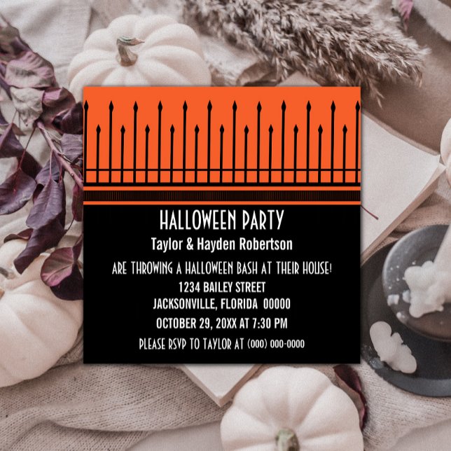 Spooky Halloween Gate Party Invite, Orange Invitation (Spooky Halloween Gate Party Invite - Orange)