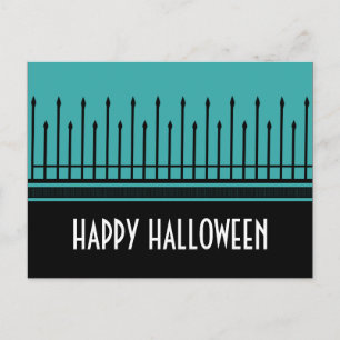 Spooky Halloween Gate Postcard, Turquoise Postcard