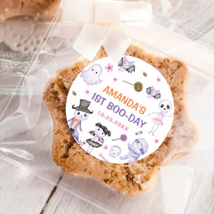 Spooky Halloween Ghost 1st Birthday Party Classic Round Sticker