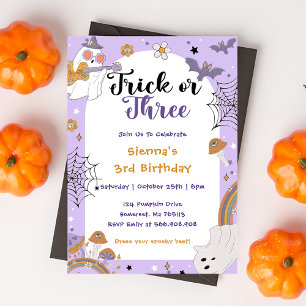  Spooky Halloween Ghost 3rd Birthday Party Invitation