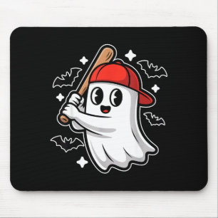 Spooky Halloween Ghost And Bats Baseball Costume G Mouse Pad