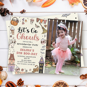 Spooky Halloween Ghost Birthday Let's Go Ghoul Invitation