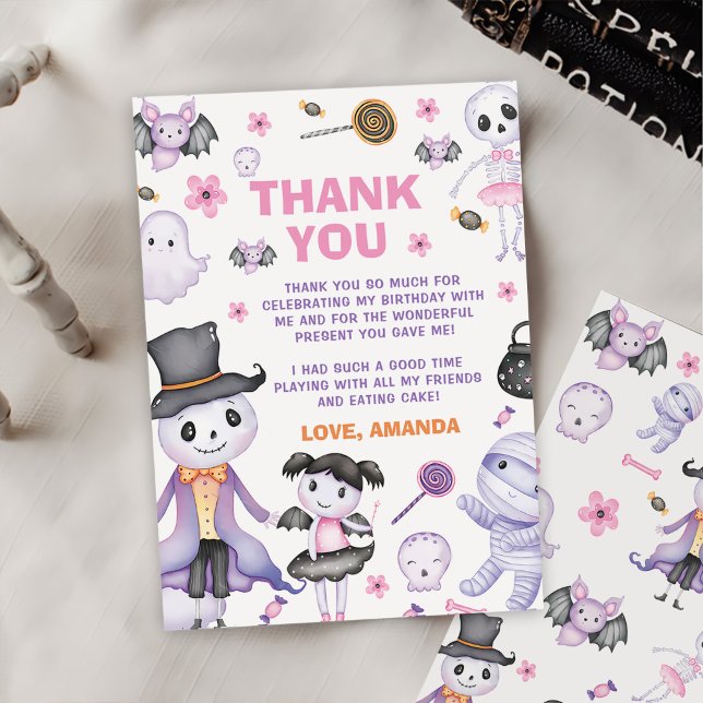 Spooky Halloween Ghost Birthday Party Thank You Card (Creator Uploaded)