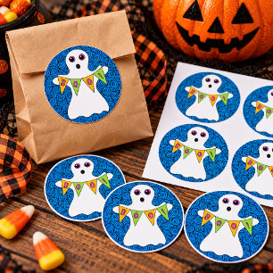 Spooky Halloween Ghost Boo Classic Round Sticker