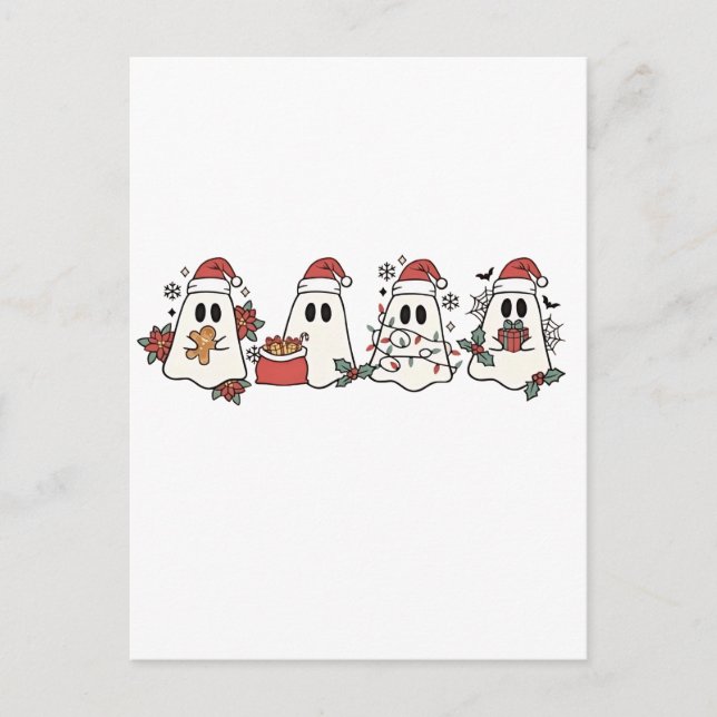 Spooky Halloween Ghost Christmas Lovers  Invitation Postcard (Front)