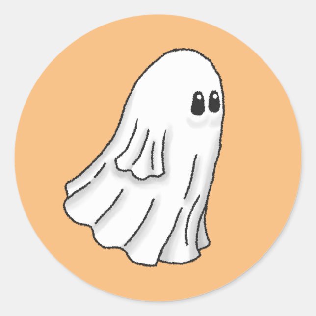 Spooky Halloween Ghost Classic Round Sticker (Front)
