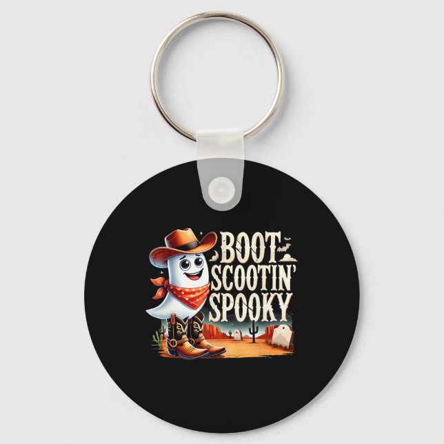 Spooky Halloween Ghost Cowboy Ghost Western  Key Ring (Front)
