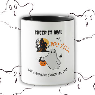 Spooky Halloween Ghost Design Pattern Mug