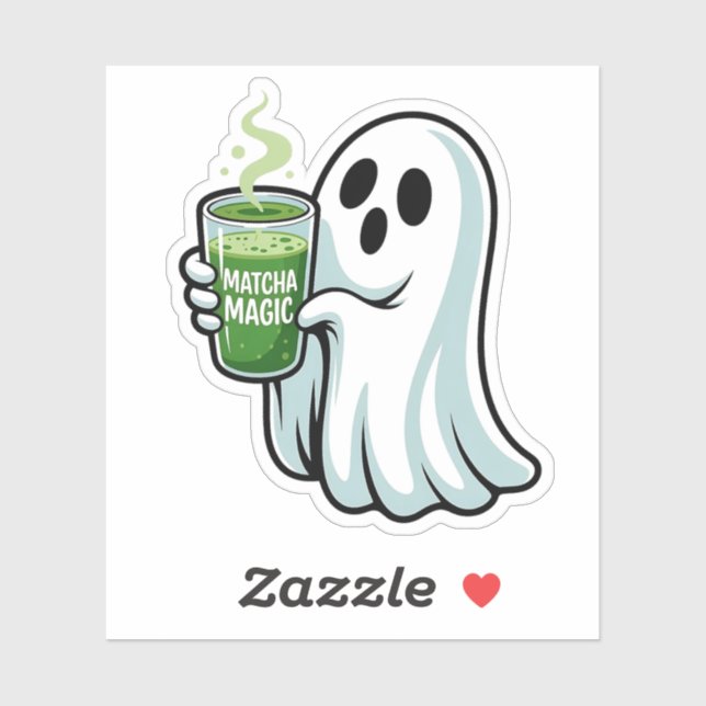 Spooky Halloween Ghost Drinking Matcha Drink  (Sheet)