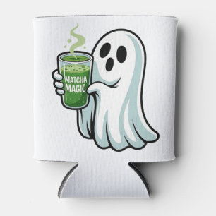 Spooky Halloween Ghost Drinking Matcha Drink  Can Cooler
