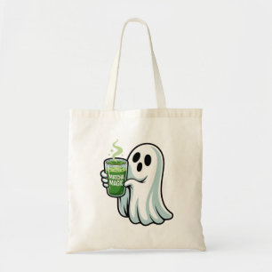 Spooky Halloween Ghost Drinking Matcha Drink Tote Bag