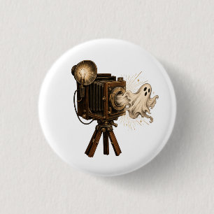 Spooky Halloween Ghost Emerging from Camera 3 Cm Round Badge