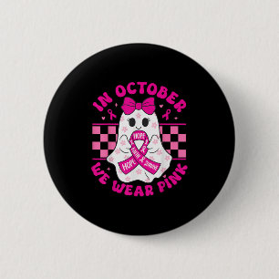Spooky Halloween Ghost Pink Breast Cancer Awarenes 6 Cm Round Badge