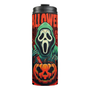 Spooky Halloween Ghost Pumpkin Thermal Mug Tumbler