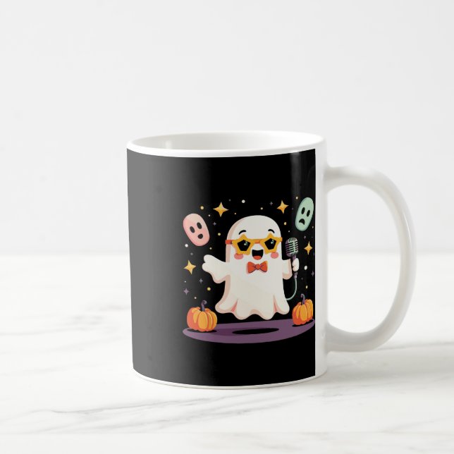 Spooky Halloween Ghost Singer Star With Microphone Coffee Mug (Right)
