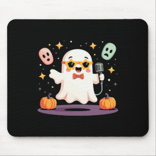 Spooky Halloween Ghost Singer Star With Microphone Mouse Pad