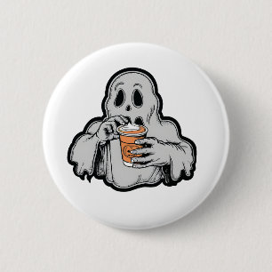 Spooky Halloween Ghost Sippin Pumpkin latte Fall 6 Cm Round Badge