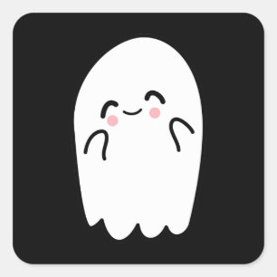 Spooky Halloween Ghost Square Sticker