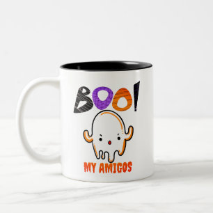 Spooky Halloween Ghost Throw Pillow Two-Tone Coffee Mug