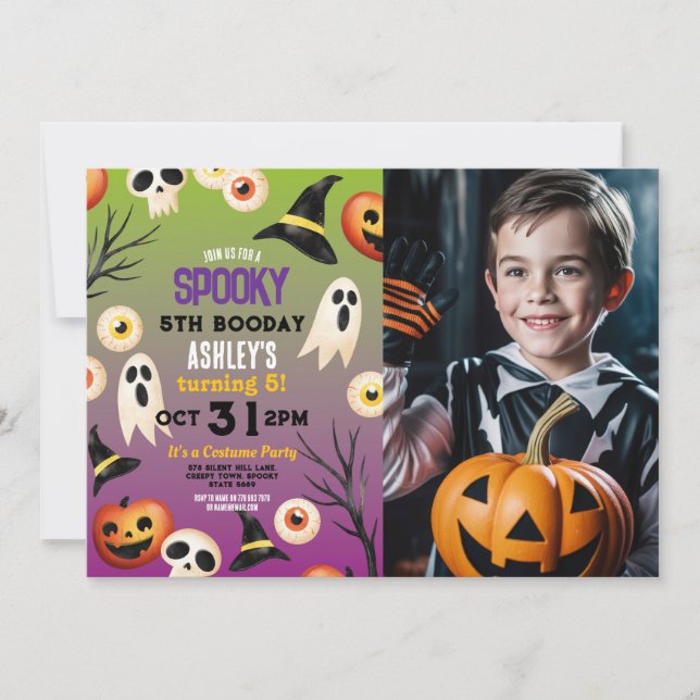 Spooky Halloween Ghosts Birthday Kids Photo  Invitation (Front)