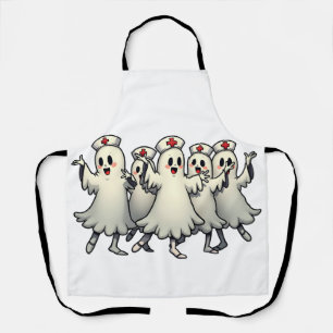 Spooky Halloween Ghosts in Nurse Suits Apron