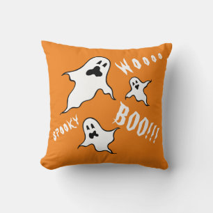Spooky Halloween Ghosts Throw Cushion