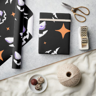 Spooky Halloween Gift Wrap | Vintage Witch & Pumpk
